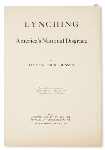 (CIVIL RIGHTS.) LYNCHING. Group of seven items relating to the problem of lynching in the U. S.